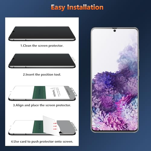 [2 Pack] Anti Glare Matte Privacy TPU Screen Protector for Samsung Galaxy S20 (Not Glass), Fingerprint Sensor Compatible, Full Adhesive Flexible Film, Easy Installation - size: Galaxy S20