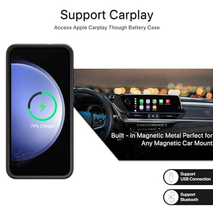 Battery Case for Galaxy S23,[10000mAh] High Capacity Rechargeable Portable Protective Extended Charger Cover Compatible with Galaxy S23 (6.1 inch) Wireless Charging Case with Screen Protector-Black - size: Galaxy S23