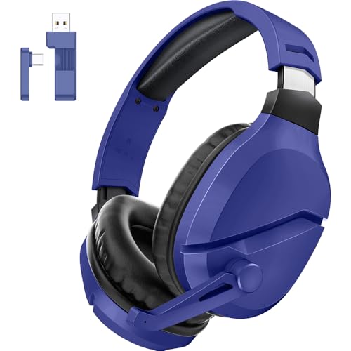 WolfLawS Wireless Gaming Headset with Mic for PS5 PC PS4, Navy Blue - color: Navy Blue