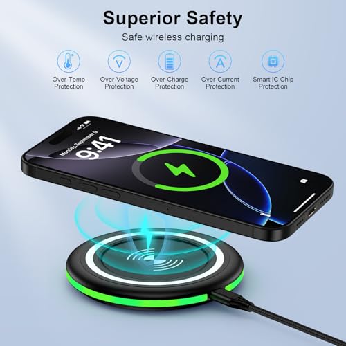 Wireless Charging Pad for Samsung Galaxy S25 Ultra S25 Edge S25 FE S24 Ultra S23 Z Fold/Flip 7,15W Fast Charging Station Charger Mat for iPhone 17 16e 16 Pro Max 16 Plus 15,Google Pixel 10 9 Pro XL 8
