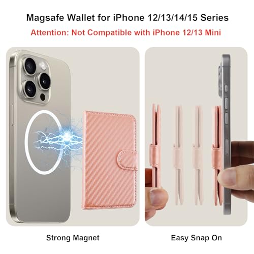 Bocasal for MagSafe Card Wallet for iPhone, Carbon Fiber Rose Gold - color: Carbon Fiber Rose Gold