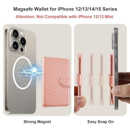Bocasal for MagSafe Card Wallet for iPhone, Carbon Fiber Rose Gold - color: Carbon Fiber Rose Gold