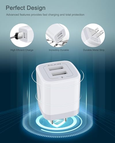 Fast Wall Charger Adapter with Android Micro USB Cable Plug Cube for Kindle - color: White, style: Micro