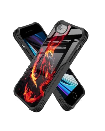 Protective Case Compatible with iPhone se 2022 2023 6/7/8 - Dragon | Hard PC Back Soft TPU Frame, Anti-Slip Shockproof, Stylish Printed Phone Cover Suitable for Men and Women - color: A Fiery Dragon