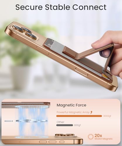 GONEZ for MagSafe Wallet with Stand, Stronger Magnetic Card Holder for iPhone 17/16/15/14/13/12 Series, Premium Leather Phone Wallet with RFID Blocking, 1 Slot, Fit 5 Cards, Brown - color: BROWN