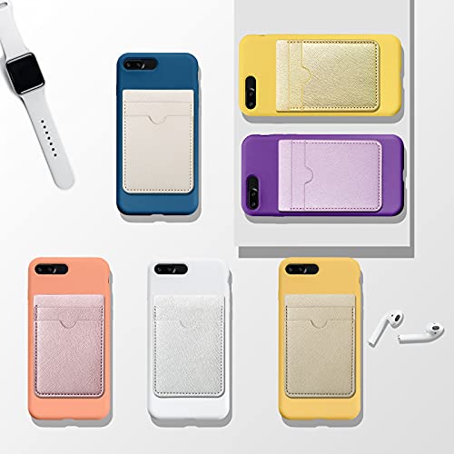 6 Pcs 6 Pcs Stick on Phone Card Holder Wallet, Solid, Charming Color - color: Charming Color