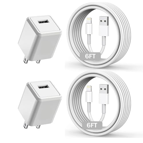 iPhone Charger,Long 6FT iPhone Charger 2Pack i Phone Cord 6feet USB to Lightning Cable Quick Fast Charging Data Sync Cord USB Wall Charge Block Adapter for I Phone14/13/12/11/XS/XR/X/8/7/5/SE2022/iPad - size: 6FT A-L