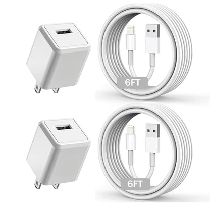 iPhone Charger,Long 6FT iPhone Charger 2Pack i Phone Cord 6feet USB to Lightning Cable Quick Fast Charging Data Sync Cord USB Wall Charge Block Adapter for I Phone14/13/12/11/XS/XR/X/8/7/5/SE2022/iPad - size: 6FT A-L