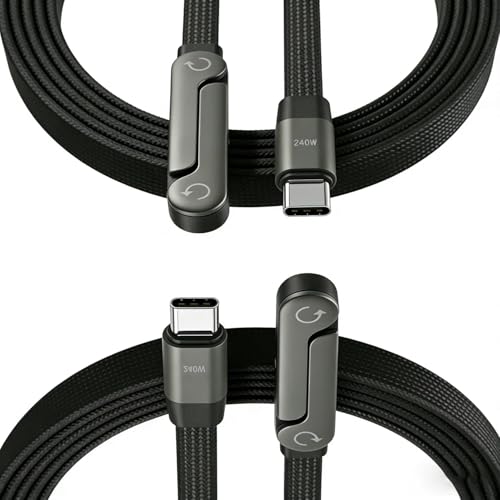 240W USB C to USB C Fast Cable with Invisible Phone Stand, 90° Flat Cord - size: 2Pcs ( C to C )