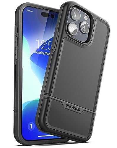 ENCASED Shockproof Case Compatible with iPhone 16 - Ultra Protective Heavy Duty Magnetic Phone Cover, Rebel Series (Black, iPhone 15 Pro) - color: Black, size: iPhone 15 Pro