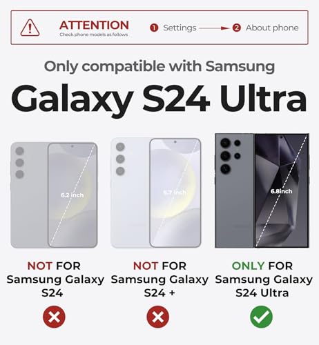 Dexnor for Samsung Galaxy S24 Ultra Case with Built-in Slide Camera Cover & Screen Protector & Kickstand,Shockproof Rugged Case Full-Body Bumper Protective Cover for Galaxy S24 Ultra (2024),Maroon Red | 2 Front Frames , Built-in Screen Protector & Kicksta