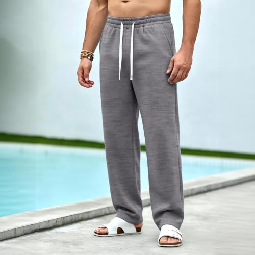 Baggy Sweat Pants for Mens Drawstring Lightweight Sweatpants with Pockets - color: Z001- Dark Gray, size: XX-Large