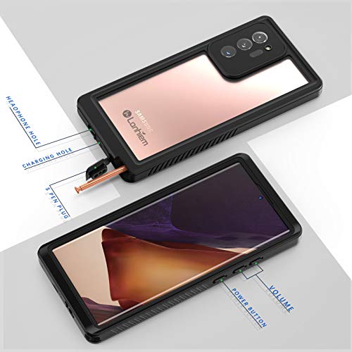 Lanhiem Galaxy Note 20 Ultra Case, IP68 Waterproof Dustproof Shockproof Case with Built-in Screen Protector, Full Body Sealed Underwater Protective Cover for Samsung Note 20 Ultra 6.9 inch, Black - size: for Note 20 Ultra