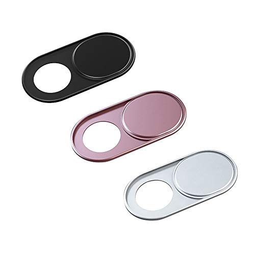 Webcam Cover Slide, 0.027-Inch Ultra-Thin Metal Camera Cover for MacBook Pro, iMac, Laptop, PC, iPad, iPhone, Smartphone, Macbook Accessories Protect Your Visual Privacy (Black/Pink/Silver-3 Pack) - color: Black/Pink/Silver - 3 Pack