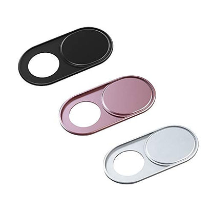 Webcam Cover Slide, 0.027-Inch Ultra-Thin Metal Camera Cover for MacBook Pro, iMac, Laptop, PC, iPad, iPhone, Smartphone, Macbook Accessories Protect Your Visual Privacy (Black/Pink/Silver-3 Pack) - color: Black/Pink/Silver - 3 Pack