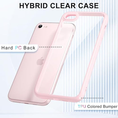 LoeoeL for iPhone SE 2022/2020/ 7/8 Case Clear, Transparent Hybrid SE Phone Case [Hard Plastic & Soft Silicone Bumper] Acrylic Non Yellowing Thin Slim Protective Cover, Light Pink - color: Light Pink, size: SE / 7 / 8