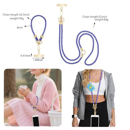 ABJFJE Crystal Phone Lanyard Crossbody & Wrist Strap Phone Strap Crossbody & Wrist Lanyard Anti Theft Phone Strap for Women - color: Royalblue