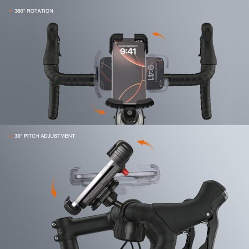 suoso Motorcycle Phone Mount with Upgraded Alloy Shock Absorber – Anti-Vibration Bike Phone Holder, Easy Install, Secure Safety Lock, 360° Rotation, Fits iPhone & Samsung 4.7–6.8" Phones
