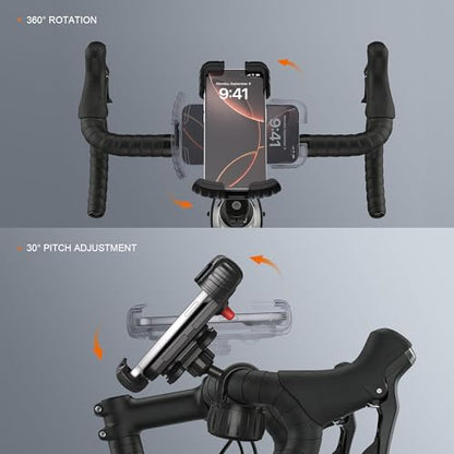 suoso Motorcycle Phone Mount with Upgraded Alloy Shock Absorber – Anti-Vibration Bike Phone Holder, Easy Install, Secure Safety Lock, 360° Rotation, Fits iPhone & Samsung 4.7–6.8" Phones