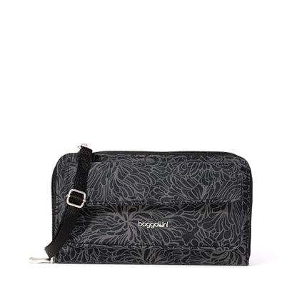 Baggallini Rfid Phone Wallet Crossbody - color: Midnight Blossom
