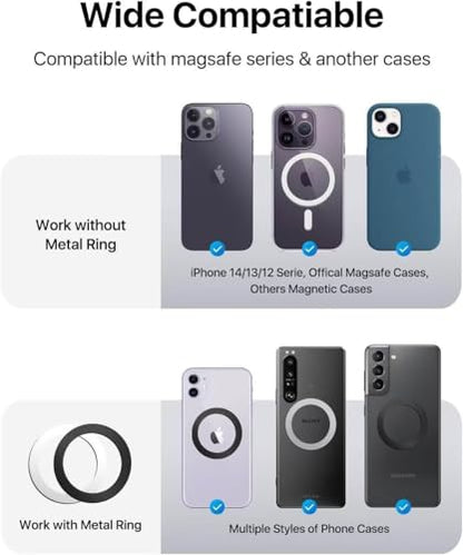 Transparent Magnetic Phone Grip Holder, Compatible for Magsafe Phone Grip, Collapsible Expandible Mobile Phone Grips Stand for iPhone 17 16 15 14 13 12 Series - Clear Crystal Blue Glitter - color: Blue Glitter