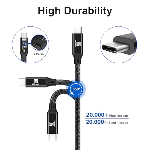 Elfesoul USB C to USB C Cable, 4.0 USB-C Cable 1.65ft, 240W, 8K HD, 40 Gbps - size: 1.65ft