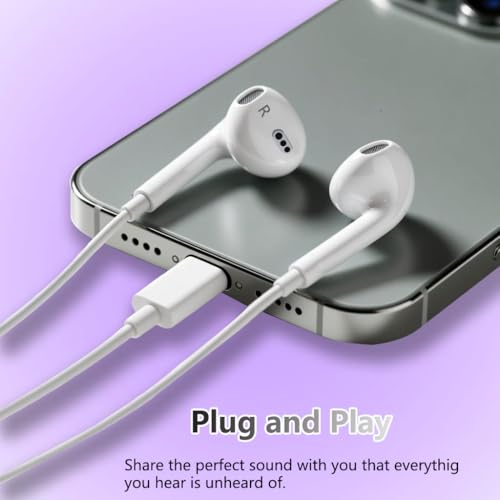 2Pack Wired Headphones for Phone Earbuds/Earphones with Lighning Connector