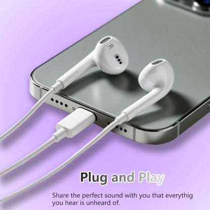 2Pack Wired Headphones for Phone Earbuds/Earphones with Lighning Connector