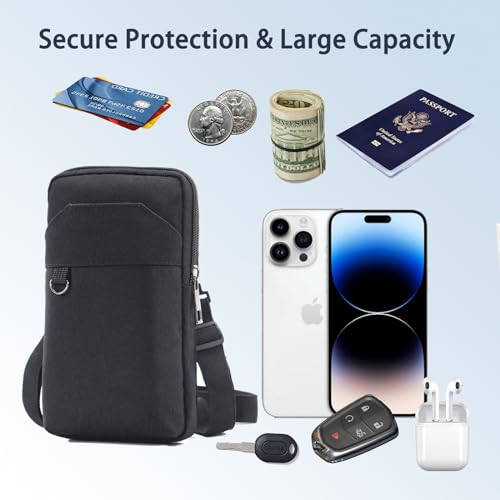 Travel Cell Phone Pouch Belt Pouch, Phone Holster Crossbody Bag with Shoulder Strap for iPhone Case Holder for Hand with Neck Lanyard Smartphone Walking Passport Wallet (Light Grey B) - color: Light Grey B