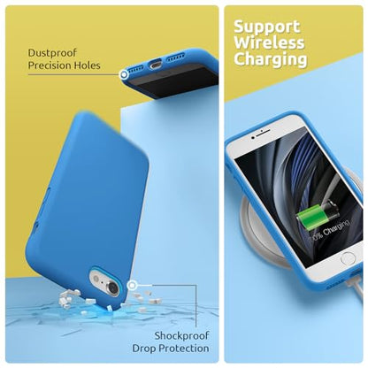 SURPHY Designed for iPhone SE Case, iPhone 8 Case, iPhone 7 Case, Liquid Silicone Phone Case for iPhone se 3rd 2nd SE 2022 SE 2020, Blue - color: Blue