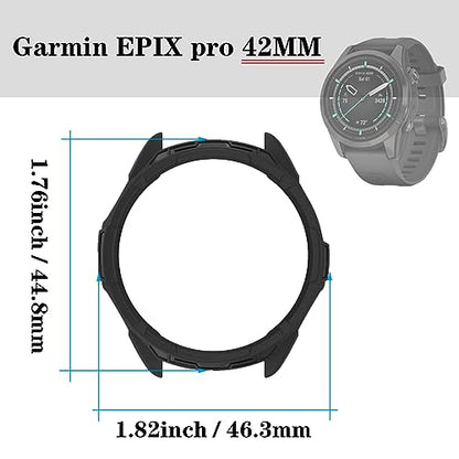 Screen Protector for Garmin Epix pro 42MM/Fenix 7S and TPU Protective Case | HUADU,9H Tempered Glass Film,Anti-Scratch,High Definition,Full Coverage,Soft Watch Cover - size: Garmin EPIX pro 42MM