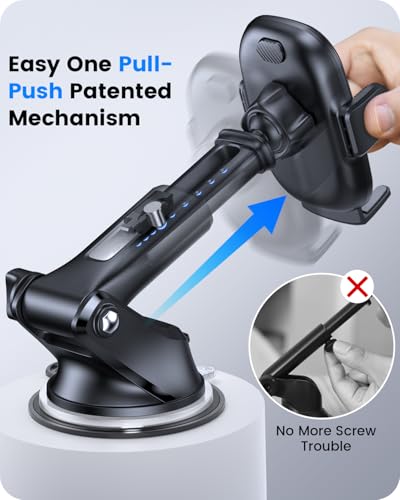 OQTIQ Suction Cup Car Phone Mount for Dashboard and Windshield, Vent Clip