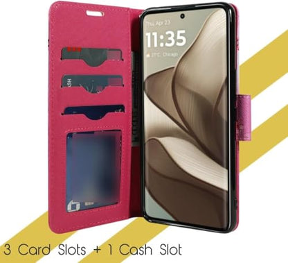 Zase for Motorola Moto G 5G (2025/2026) Moto G Play (2026) Wallet Phone Case Protective Cover [RFID Blocking] PU Leather Purse Magnetic Closure w/Kickstand Card Slot Wrist Strap (Pink Cherry Blossom) - color: Pink Cherry Blossom