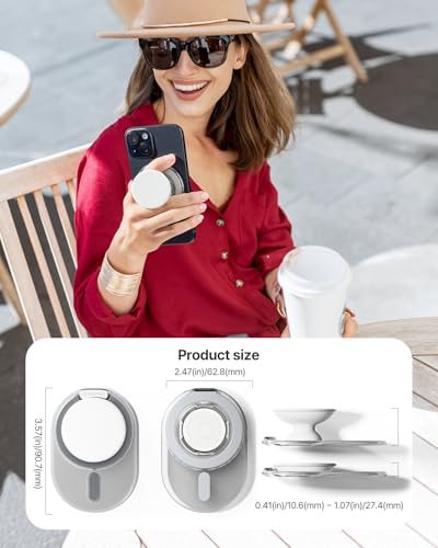 Sinjimoru Phone Grip Stand for MagSafe, Magnetic Kickstand, Clear White - color: Clear White