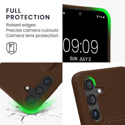 kwmobile Case for Samsung Galaxy S24 Case - Soft TPU Cover with Silicone Coating - with Hand Strap and Stand Function - Shockproof - Chocolate - color: Chocolate, size: Galaxy S24