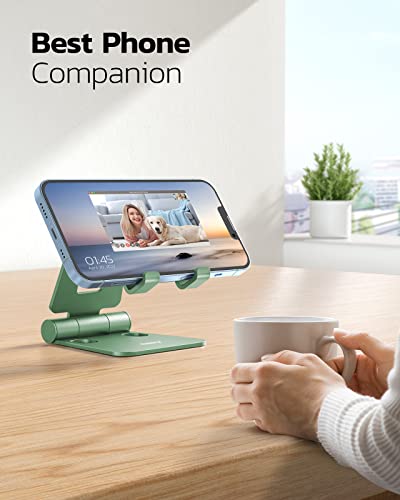 Nulaxy Full Aluminum Dual Folding Cell Phone Stand for Desk, Green - color: G-Green