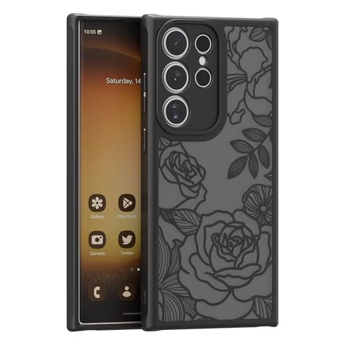 for Samsung Galaxy S23 Ultra Case,Cute Floral Black Rose Pattern Sleek Slim Protective Phone Case for Women Girls,Aesthetic Pattern Print TPU Bumper Shockproof Cover for S23 Ultra - color: Black Rose, size: S23 Ultra