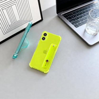 Compatible for iPhone 17 Case with Strap Holder Stand - Green | Wristband Kickstand, Clear Soft TPU, Adjustable Finger Hand Grip Loop, Shockproof Bumper Rugged Cover - color: Green, size: iPhone 17 6.3”