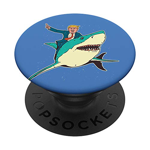 USA President Trump riding a shark PopSockets PopGrip: Swappable Grip for Phones & Tablets