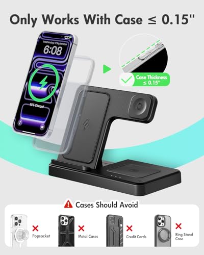 GETPALS Wireless Charger iPhone Charging Station for Apple Multiple Devices - color: Black