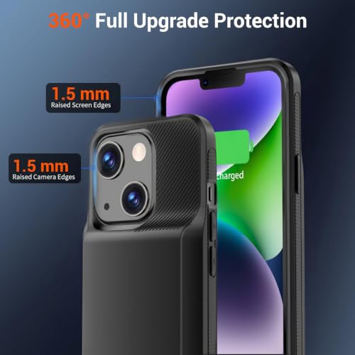 BOPPS Battery Case for iPhone 13/14 /14 Pro/13 Pro, Upgraded Slim 8500mAh Portable Protective Chargier Case with Carplay Compatible for iPhone 13，14 Series Charging Case，Black - size: iPhone 13/13 Pro/14/14 Pro