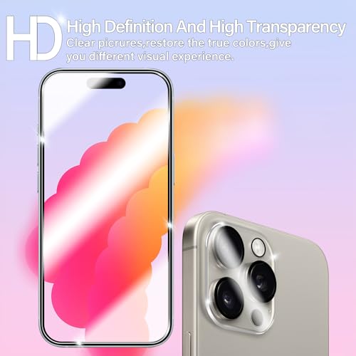 BIGFACE for iPhone 16 Pro Max Screen Protector + Camera Lens Protectors, [2 + 2 Pack] Premium HD Tempered Glass, Anti-Bubble 3D Curved Accuracy Film For iPhone 16 Pro Max(6.9 Inch) - size: iPhone 16 Pro Max(6.9")