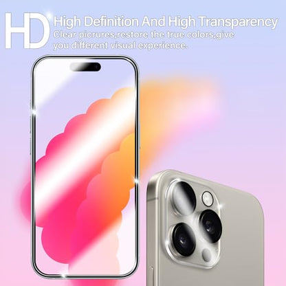 BIGFACE for iPhone 16 Pro Max Screen Protector + Camera Lens Protectors, [2 + 2 Pack] Premium HD Tempered Glass, Anti-Bubble 3D Curved Accuracy Film For iPhone 16 Pro Max(6.9 Inch) - size: iPhone 16 Pro Max(6.9")
