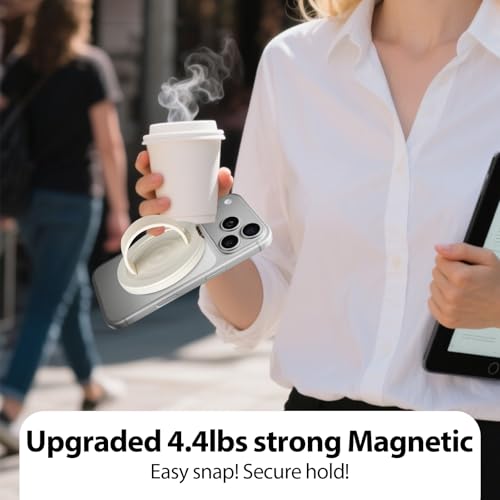 Upgraded Magnetic Phone Grip&Phone Stand, Liquid Silicone Soft and Portable Phone Ring, Removable Finger Loop Ring Grip Holder for iPhone, Strong Magnetic , Compatible with MagSafe Phone Case White - color: White