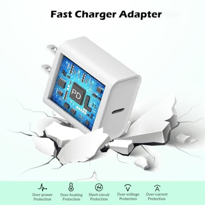iPhone Charger Fast Charging for iPhone 14,2PK Wall Block USBC Charger Plug - color: White-3FT