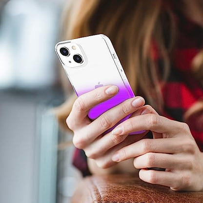 JJGoo Compatible with iPhone 14 Case Clear, Soft Shockproof Protective Slim Thin Phone Bumper Cover Transparent Phone Case, Gradient Purple - color: Gradient Purple
