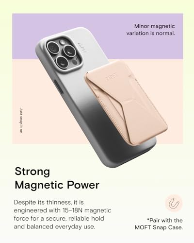 MOFT Magnetic Wallet Stand Compatible with iPhone 17/16/15/14/13/12 Series, Angle Adjustment & Magsafe Compatible MOVAS Phone Stand,Peach Pink - color: Peach Pink, size: Standard