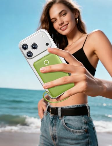 miisso 10000mAh Mini Portable Charger with Built in Cable, Green - color: Green
