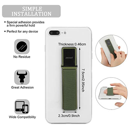 4 Pieces Phone Grip Strap Telescopic Phone Kickstand Elastic Finger Holer Hand Strap Adhesive Loop for Phone Grip with Stand Compatible with Most Smartphones (Black, Silver, Green) - color: Black, Silver, Green