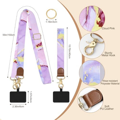 TiMOVO Phone Lanyard Crossbody Wrist Strap, Adjustable Anti-Theft Strap for Smartphone Case - color: Cloudy Pink